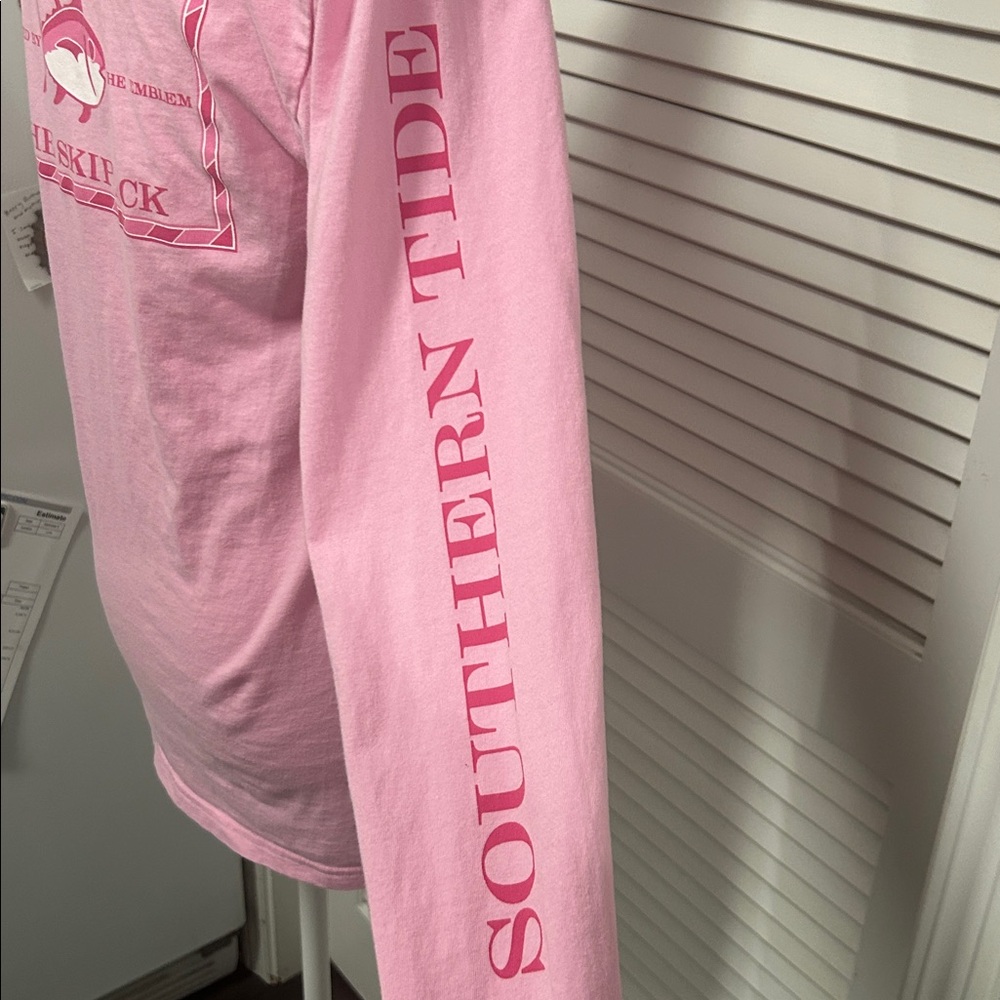 Southern Tide Pink Long Sleeve Shirt with Back and Sleeve Graphic - Picture 4 of 5